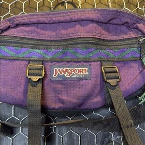 Vintage 90’s Unisex Jansport Purple and Black Belt Bag with Adjustable Straps